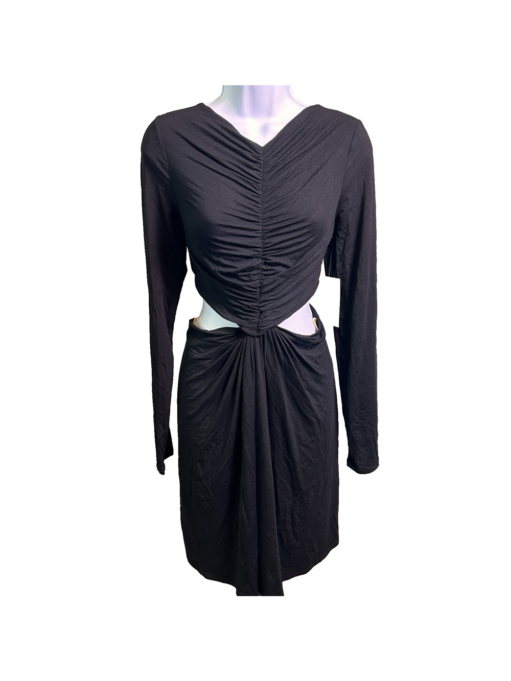 NWT Bailey 44 Ornella Ruched Cutout Midi Dress Womens M Draped Waist Evening
